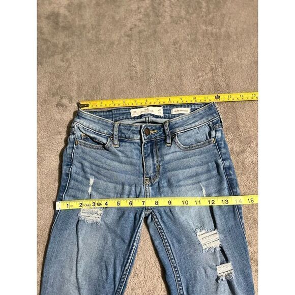 Hollister Low Rise Super Skinny Distressed Stretch Blue Jeans 00R W23 L30 (F4) - Picture 6 of 8
